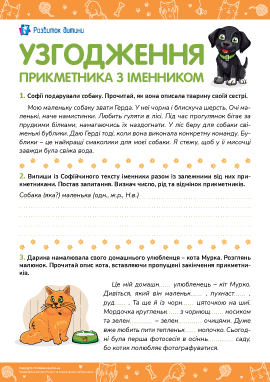 Наші домашні улюбленці: узгоджуємо прикметники з іменниками 
