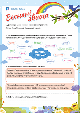 Описуємо весняні явища природи Описуємо весняні явища природи