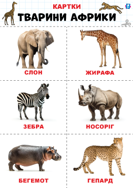 Дикі тварини Африки – картки Домана