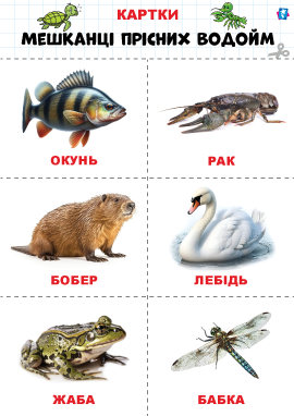 Мешканці прісних водойм – картки Домана