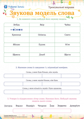 Тренуємося моделювати звуко-буквений склад слів Тренуємося моделювати звуко-буквений склад слів