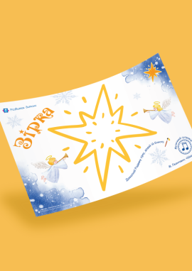 Різдвяна зоря: шаблон для малювання фарбами для дітей раннього віку від 2 років