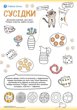 Навчаємося рахувати в межах 10 з кицями: кількісна та порядкова лічба