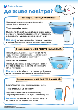 Експериментальні завдання про повітря для дошкільників та молодших школярів