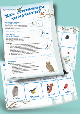 Зимуючі птахи: настільна гра 2 в 1 для дітей дошкільного віку