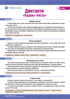 Диктанти для 3 класу з теми «Будова тексту» 