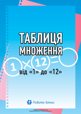 Заповни таблицю множення від 1 до 12