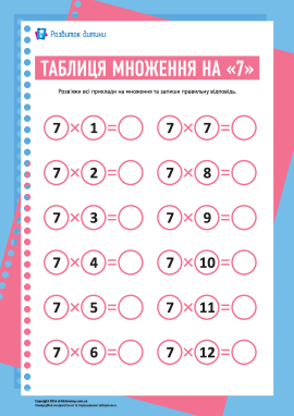Таблиця множення числа «7»