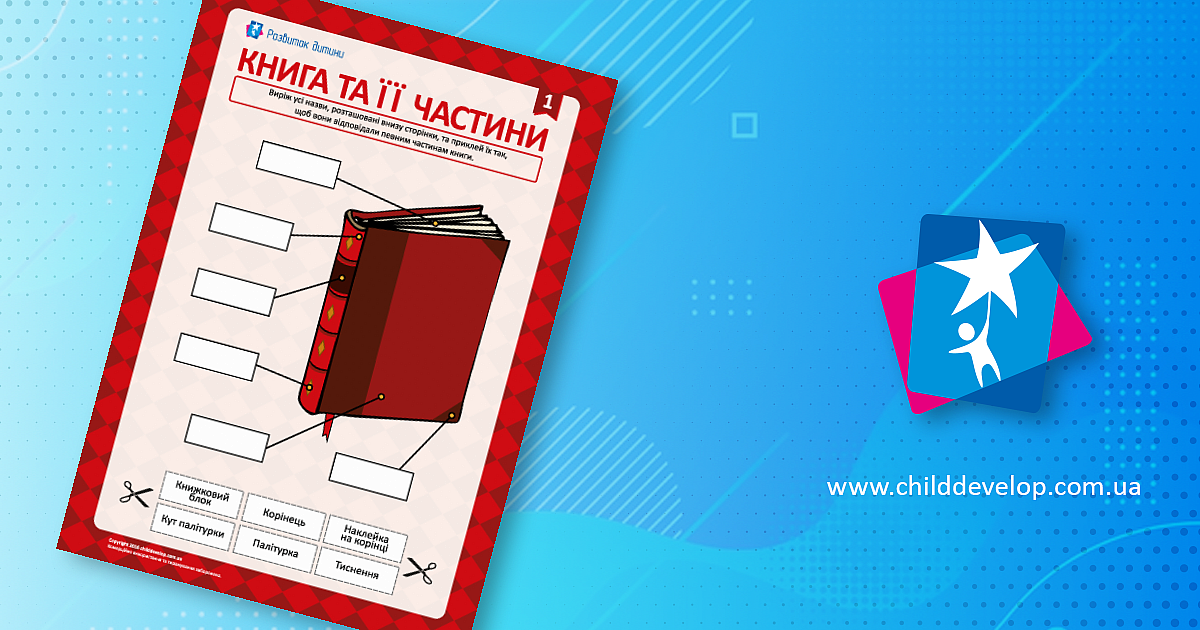 Вивчаємо назви різних частин книги – роздрукувати завдання Читацький ...