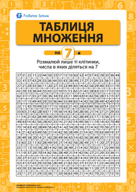 Розмальовка «Вчимо таблицю множення на 7»