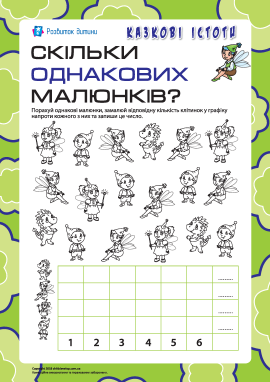 Скільки однакових малюнків: рахуємо казкових істот Скільки однакових малюнків: рахуємо казкових істот