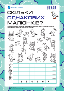 Скільки однакових малюнків: рахуємо птахів