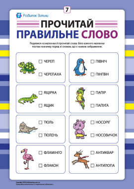 Вибери правильне слово №7 (розвиток навичок читання)