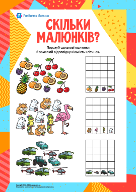 Рахунок до 5: скільки малюнків?