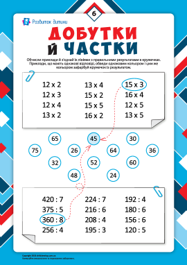 Добутки й частки №6: тренуємо навички множення й ділення