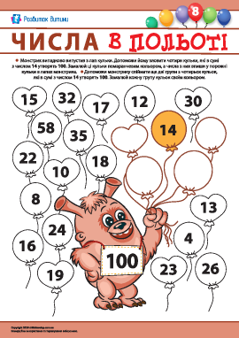 Невідомі доданки №8: сума 100