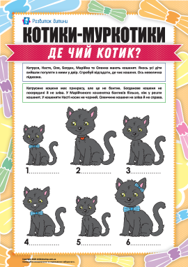 Логічна задача: «Котики-муркотики. Де чий котик?»